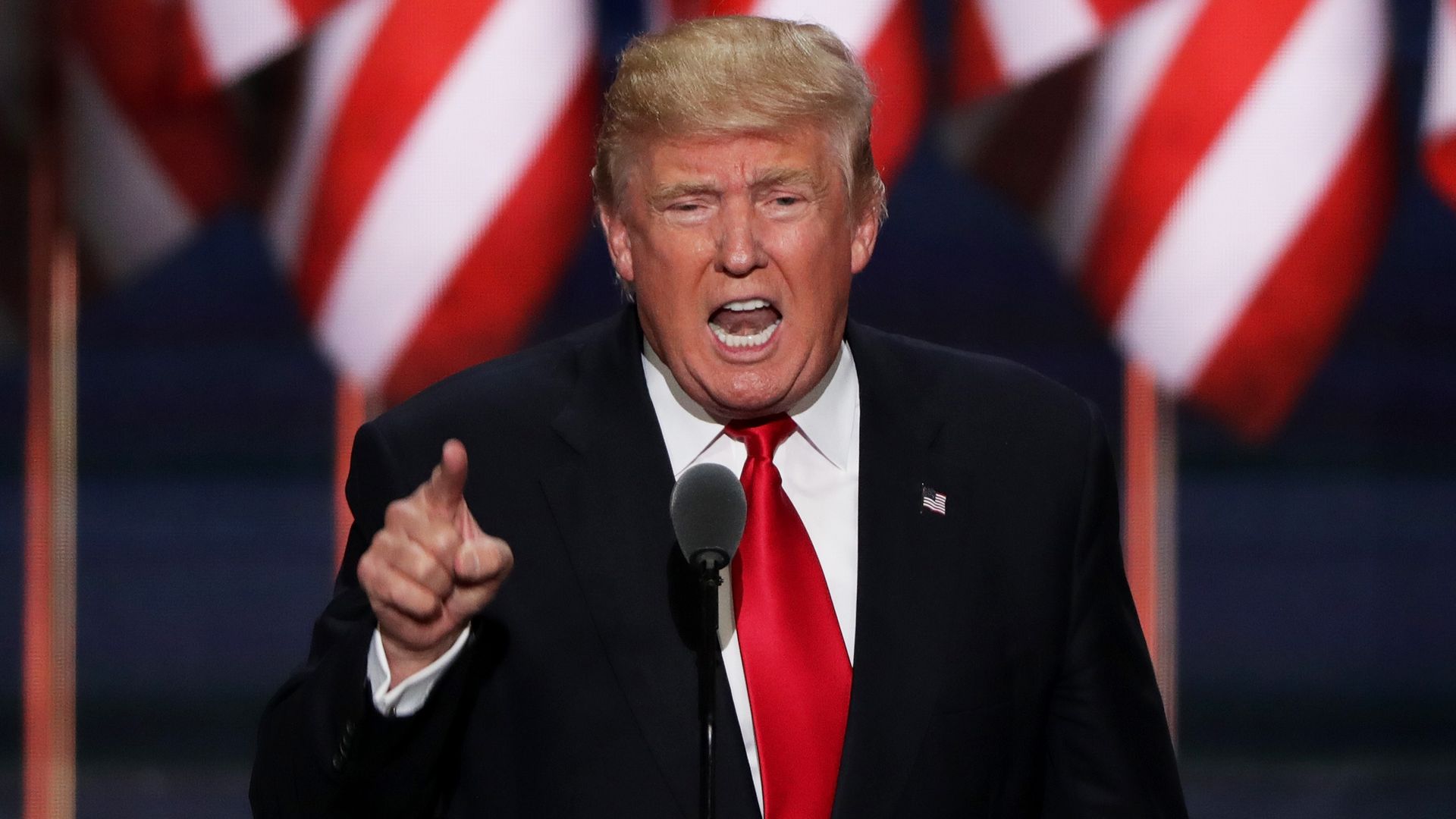 Trump points a finger.