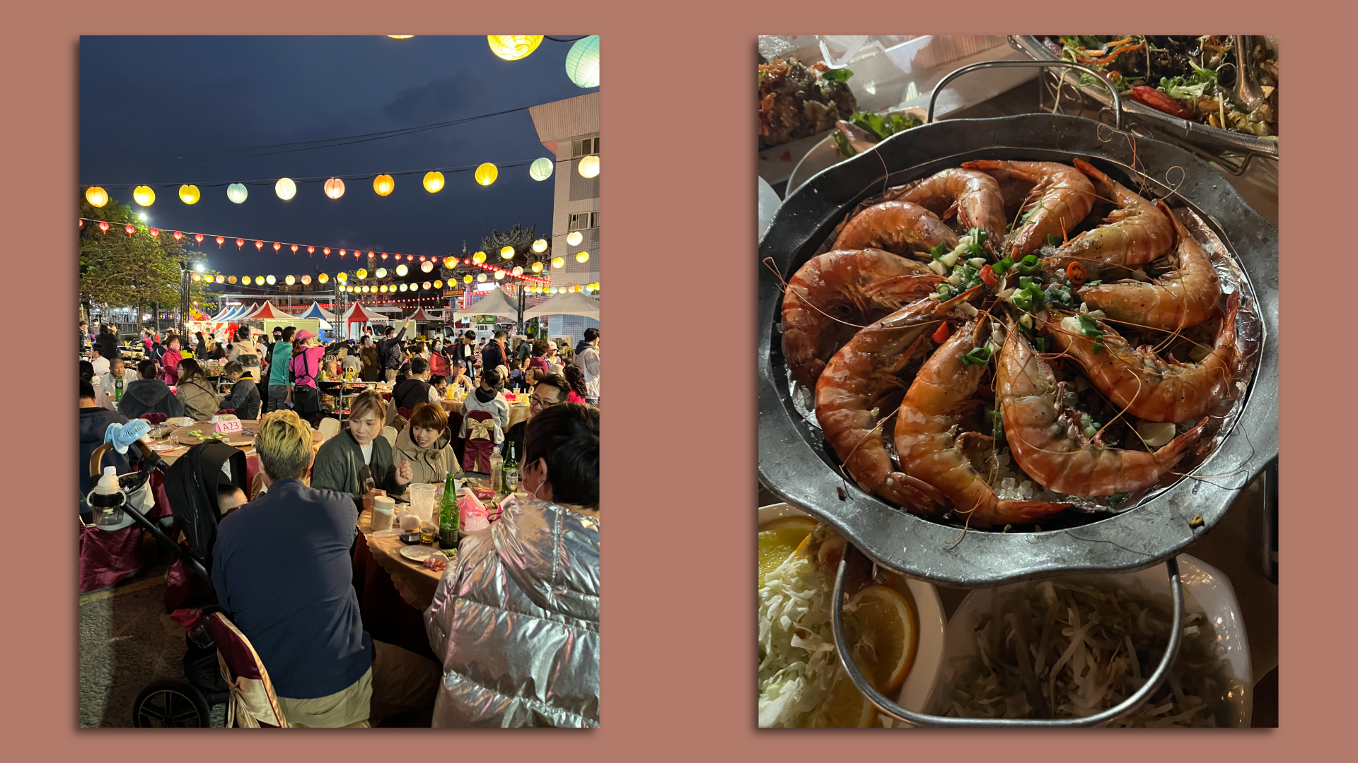 Photos from a traditional outdoor banquet in southern Taiwan, with around 1000 people in attendance