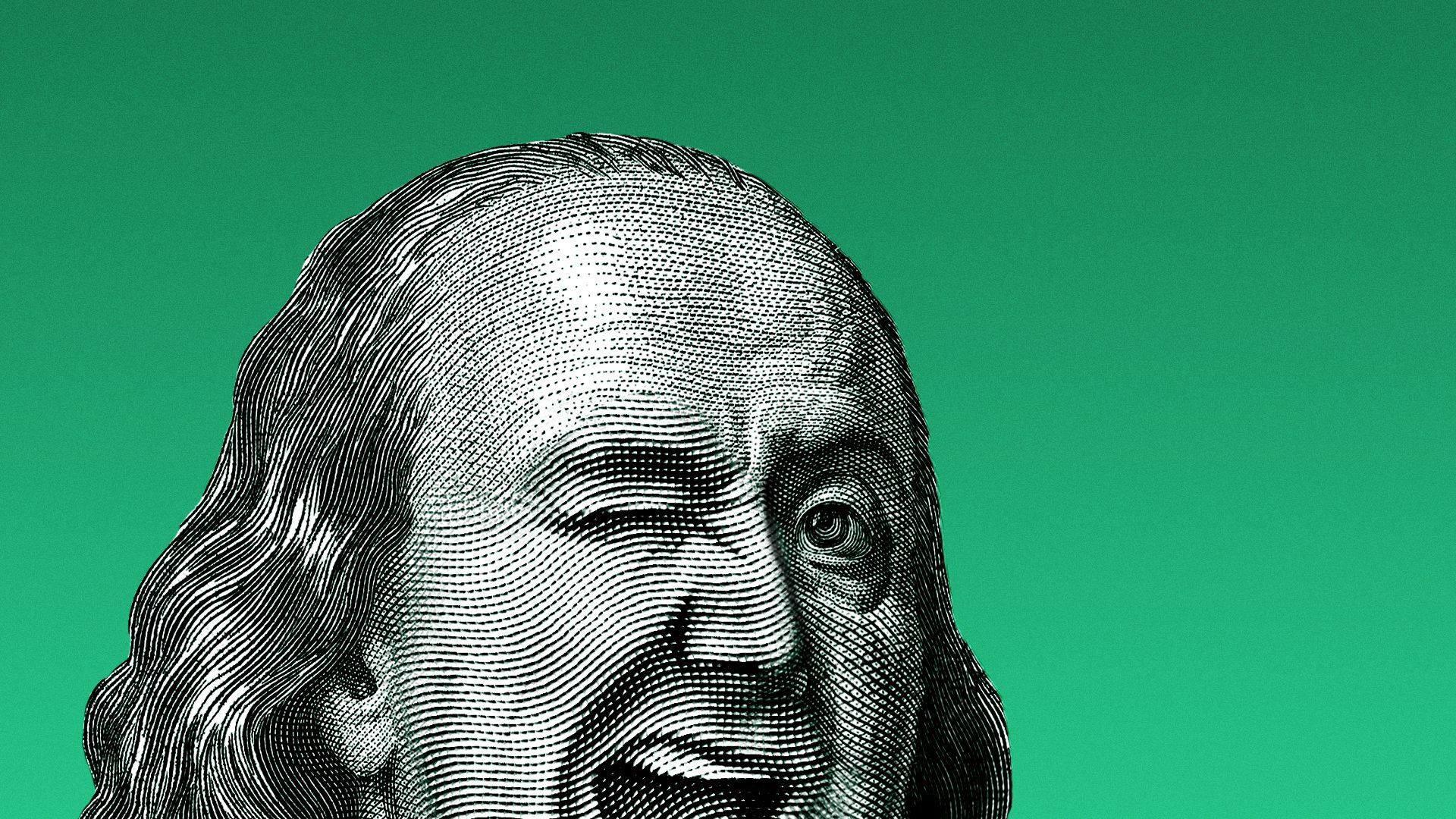 Illustration of Benjamin Franklin giving a knowing wink.