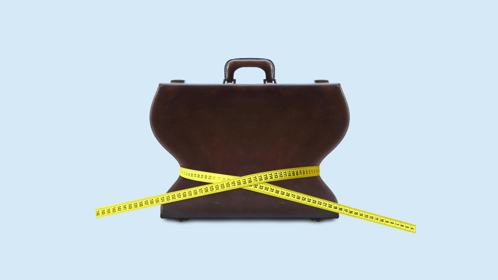 Illustration of measuring tape wrapped around a briefcase.