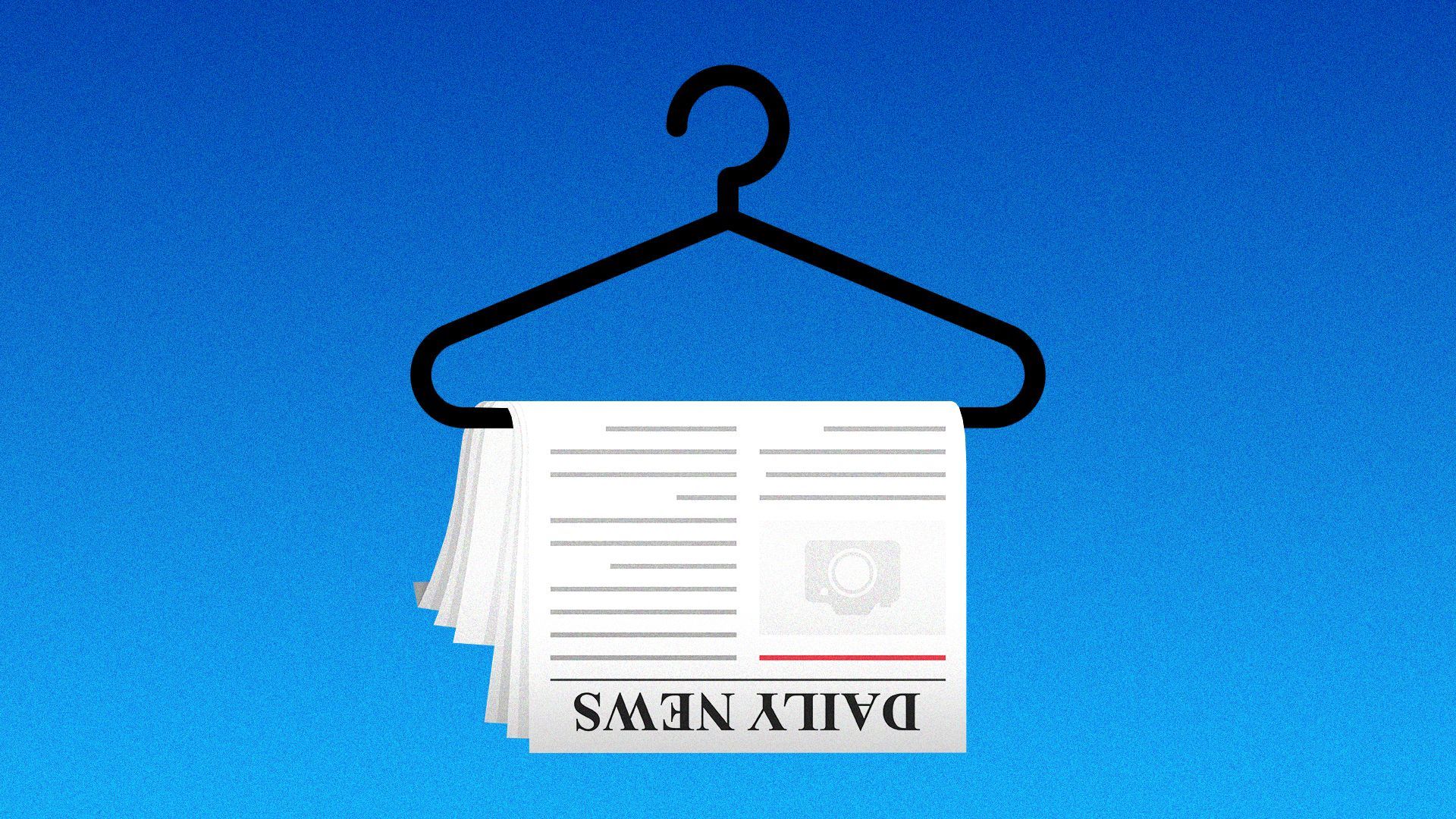 Illustration of a clothes hanger holding a draped daily newspaper