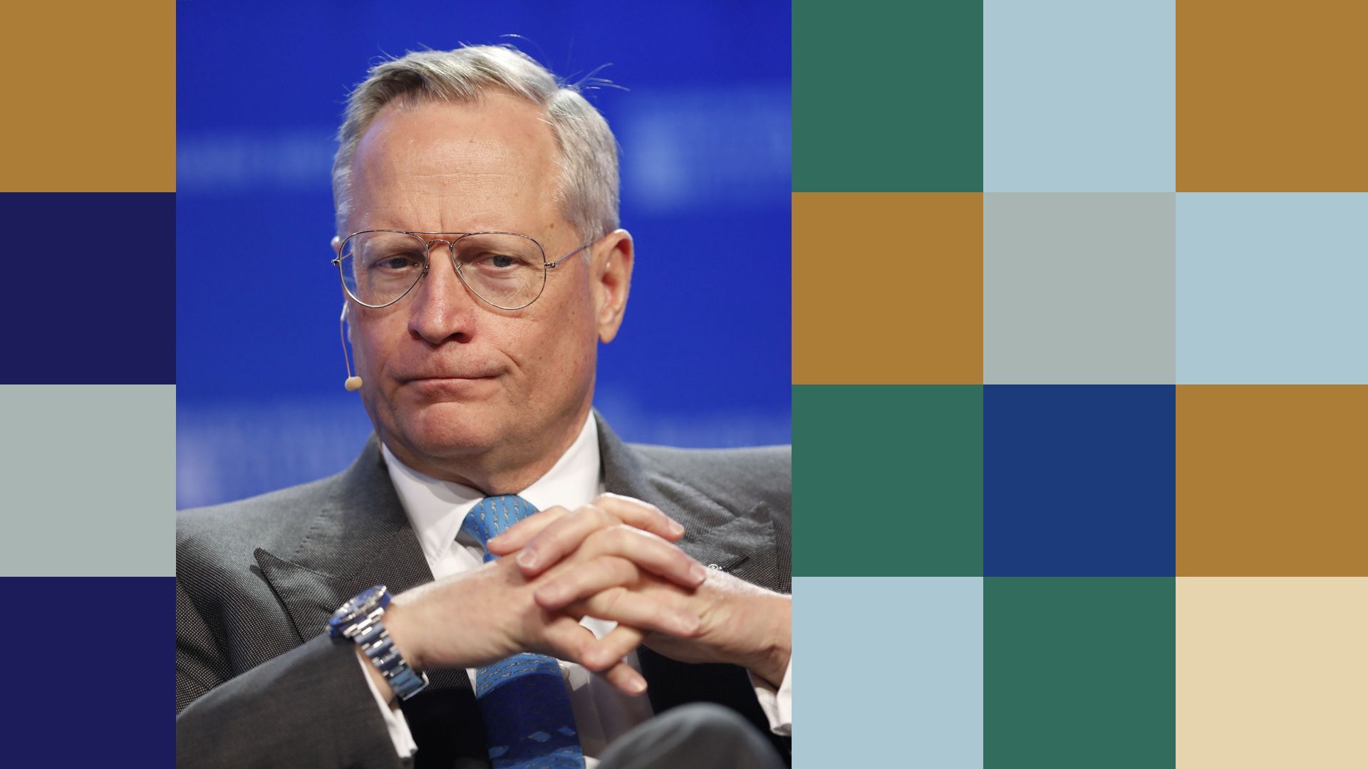 Photo illustration of Henry Ross Perot Jr. surrounded by abstract shapes. 