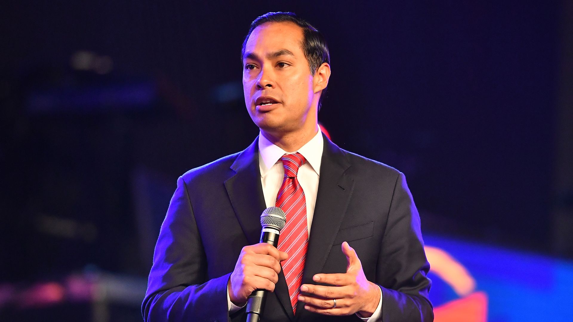  Democratic presidential candidate Julian Castro speaks on stage during Young Leaders Conference 2019 