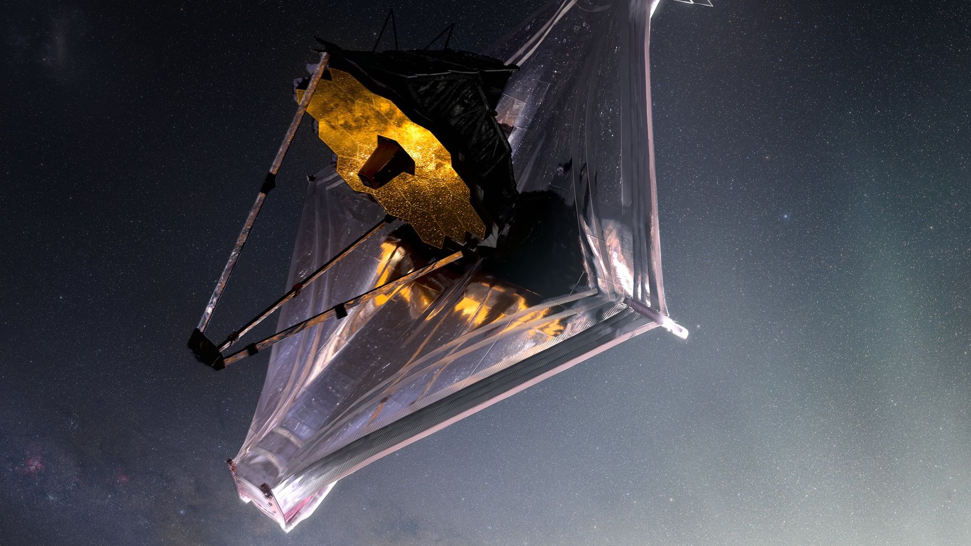 Artist's illustration of the James Webb Space Telescope deployed in space