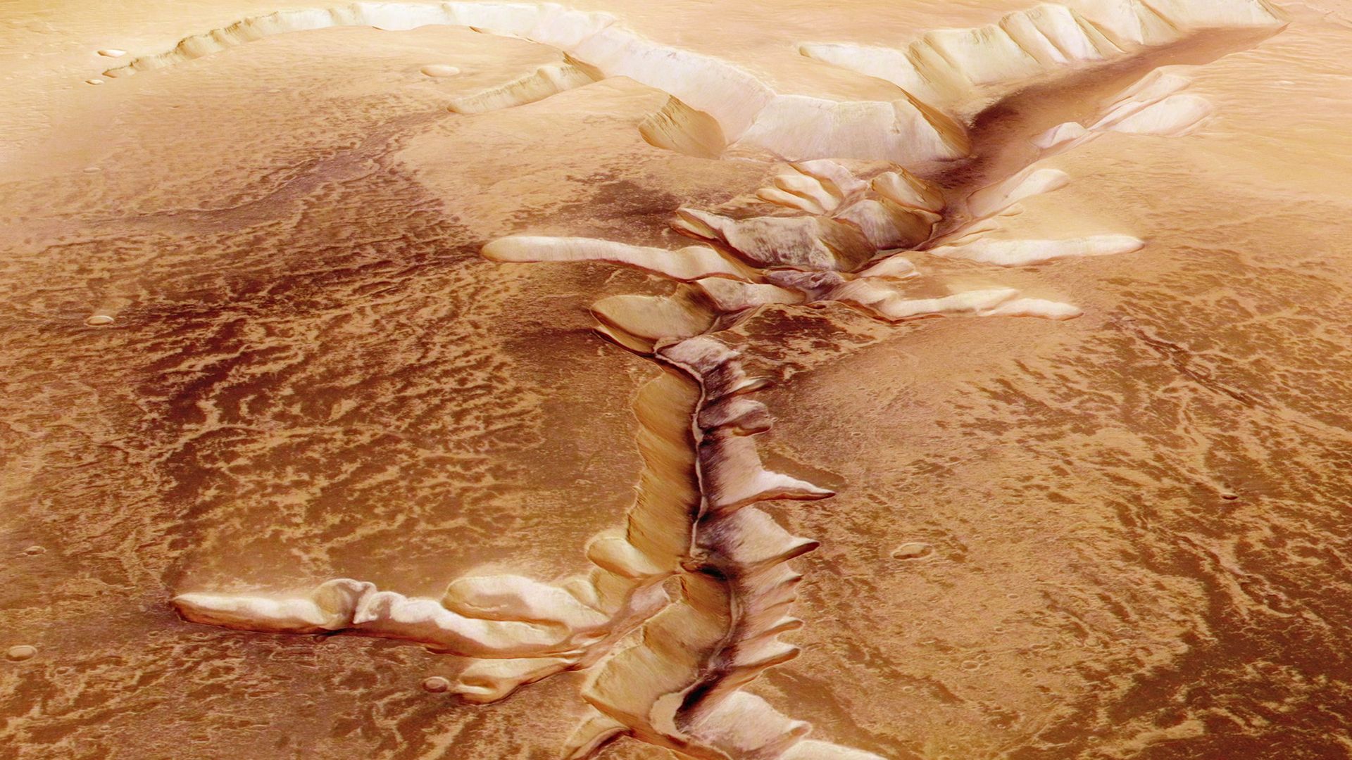 The Echus Chasma, one of the largest water source regions on Mars.