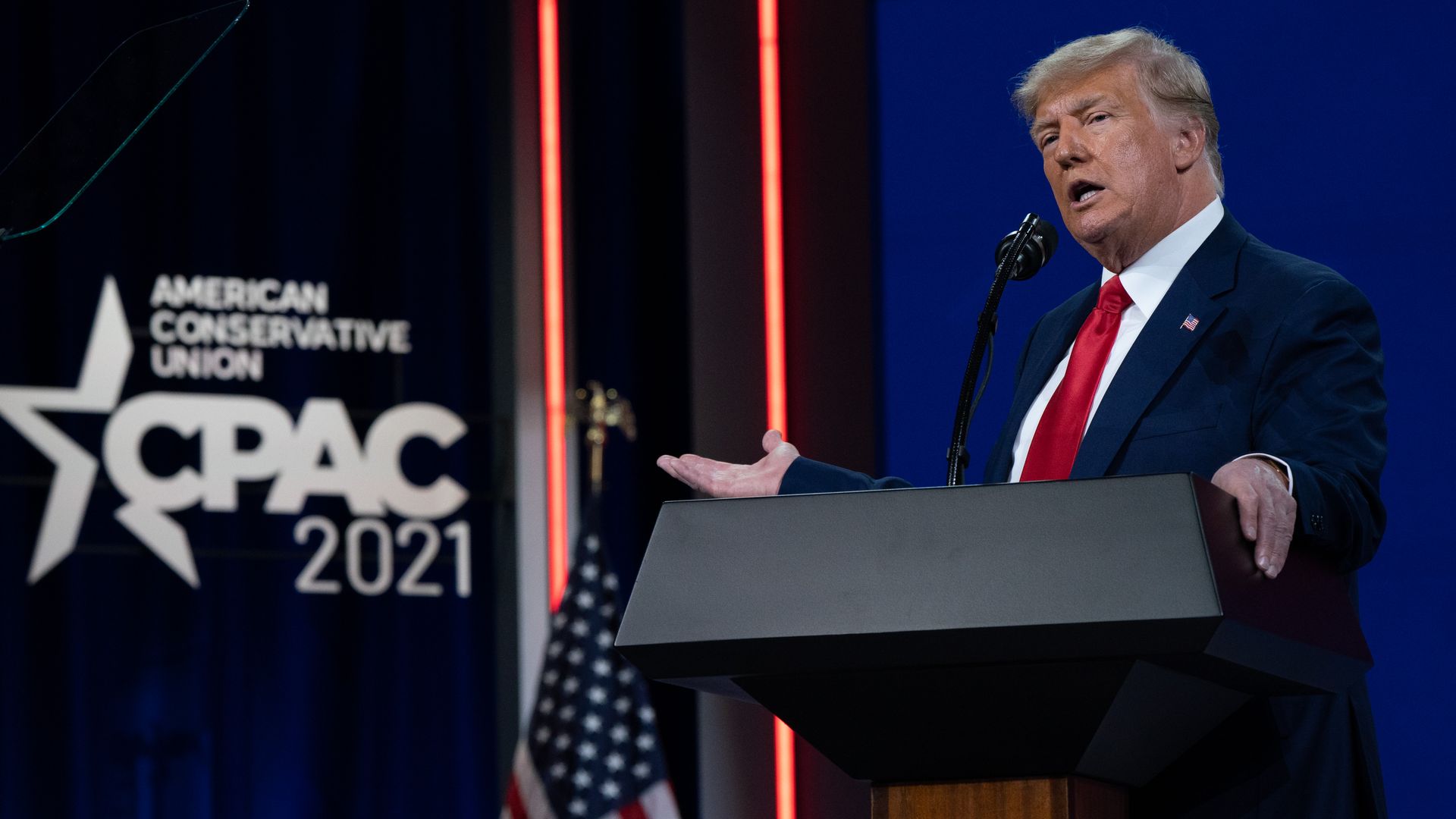 Former U.S. President Donald Trump speaks during the Conservative Political Action Conference (CPAC) in Orlando, Florida, U.S., on Sunday, Feb. 28