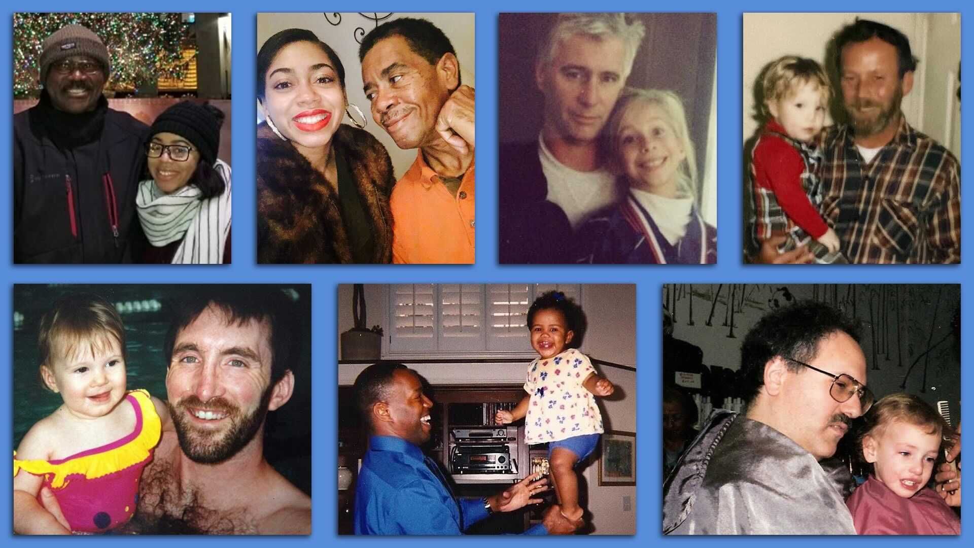 collage of pictures of young children with their fathers
