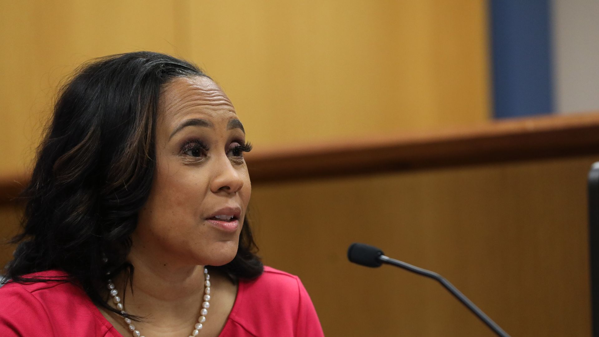 Fulton County District Attorney Fani Willis testifies during a hearing