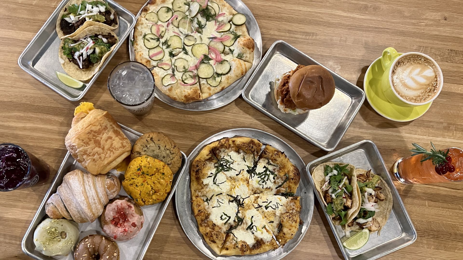 table full of food and pastries
