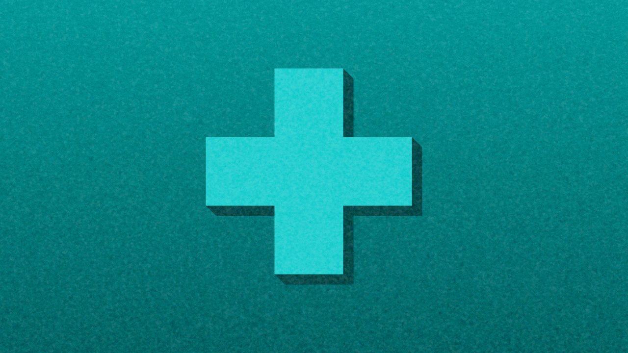 Animated illustration of a healthcare cross symbol multiplying and spreading across the frame.