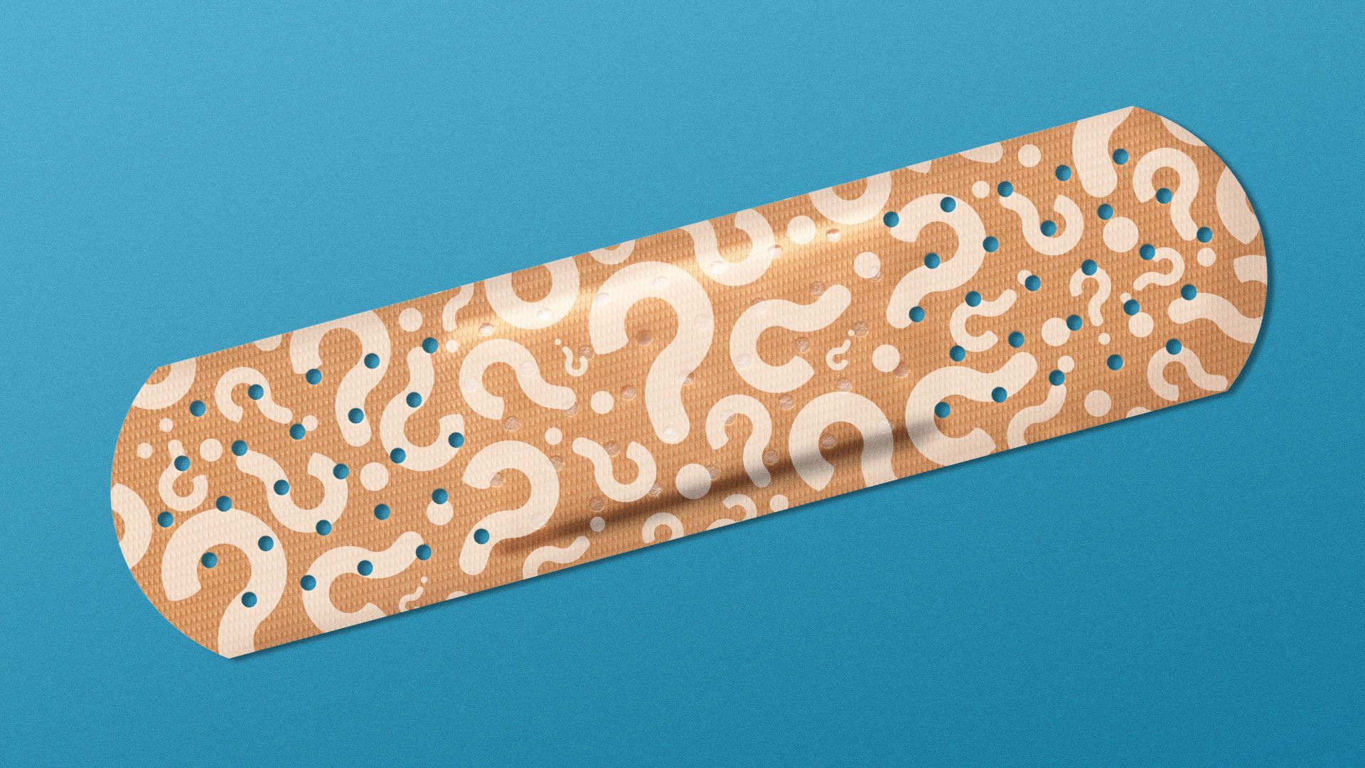 Illustration of a band-aid with a question mark pattern