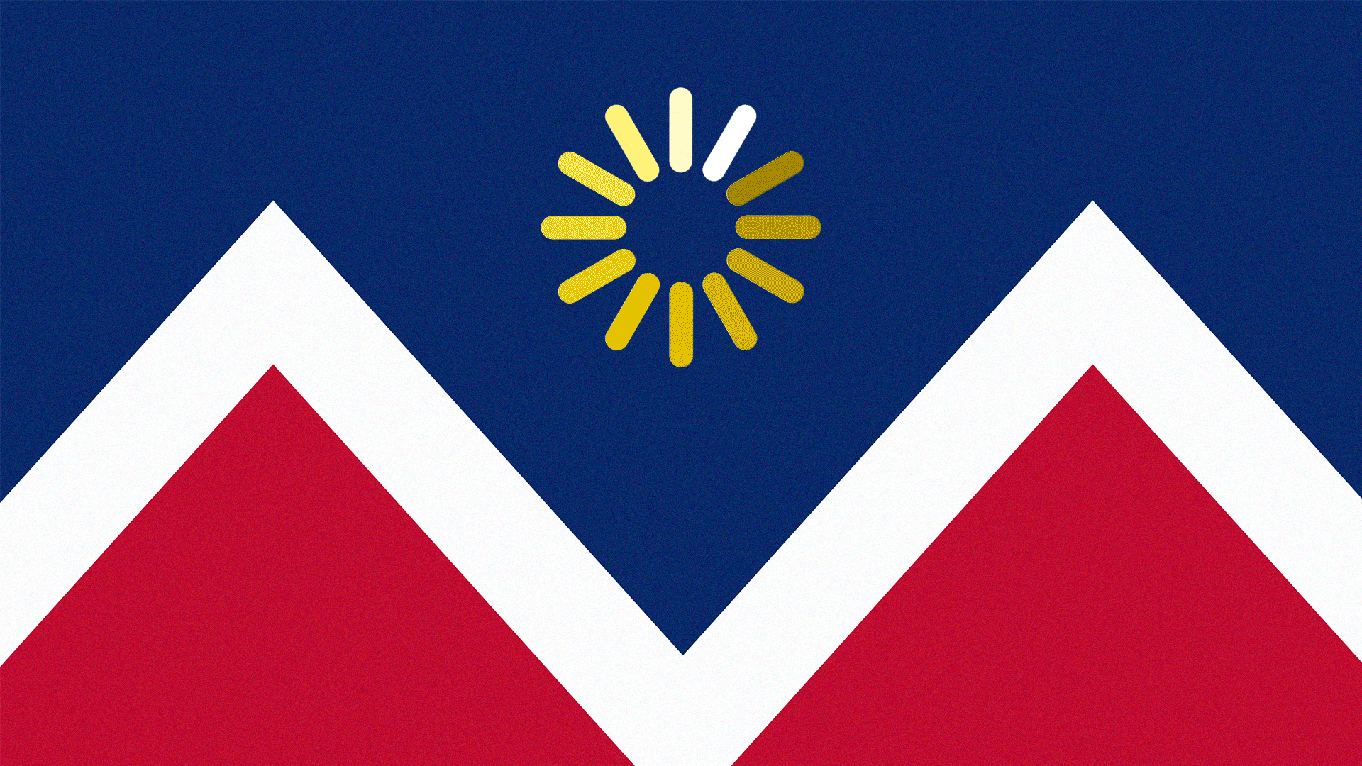 Illustration of the Denver flag with a loading symbol instead of the sun.