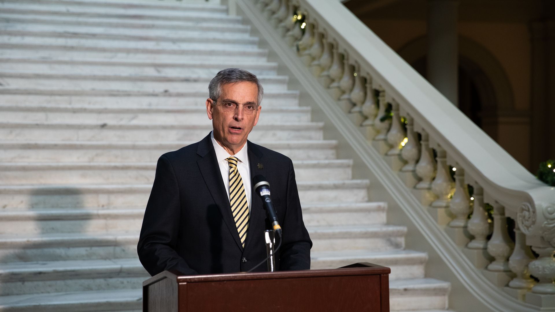 Georgia Secretary of State Brad Raffensperger speaking during a news conference in December 2020.