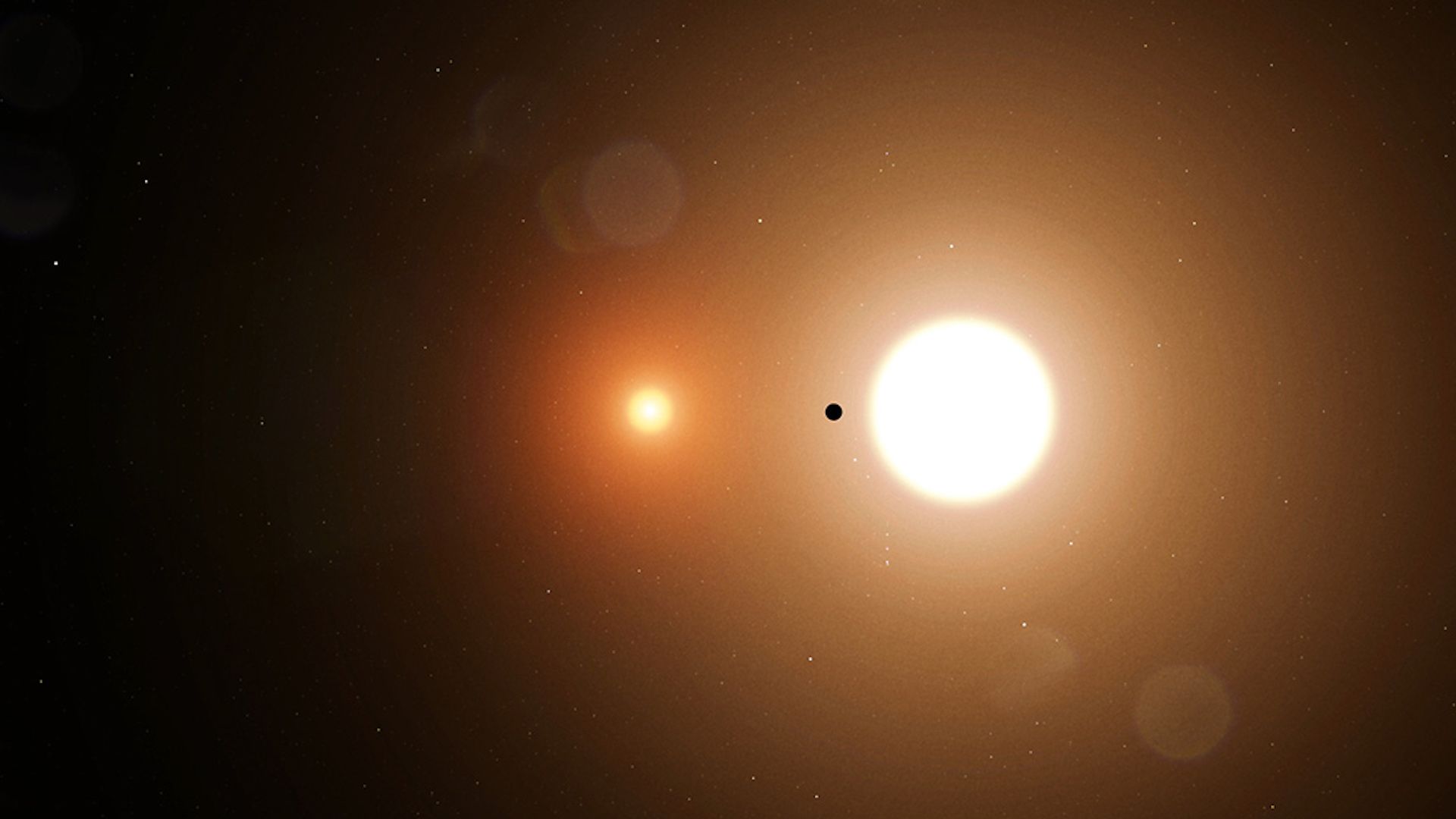 Artist's illustration of a planet orbiting two stars