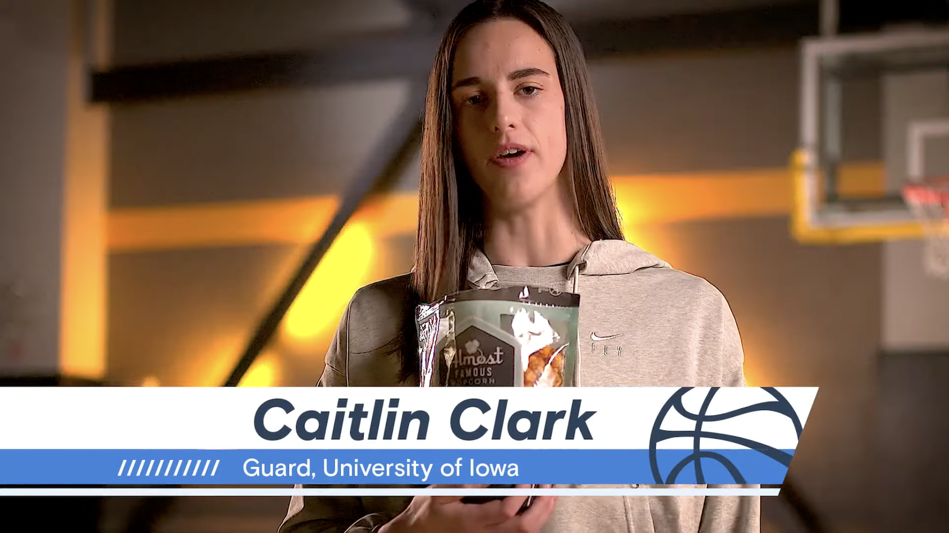 Iowa hoops star Caitlin Clark in an ad promoting small businesses.