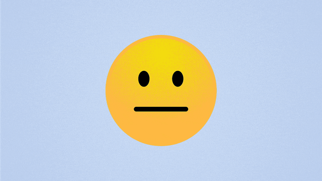 Illustration of a neutral emoji turning green and smiling.