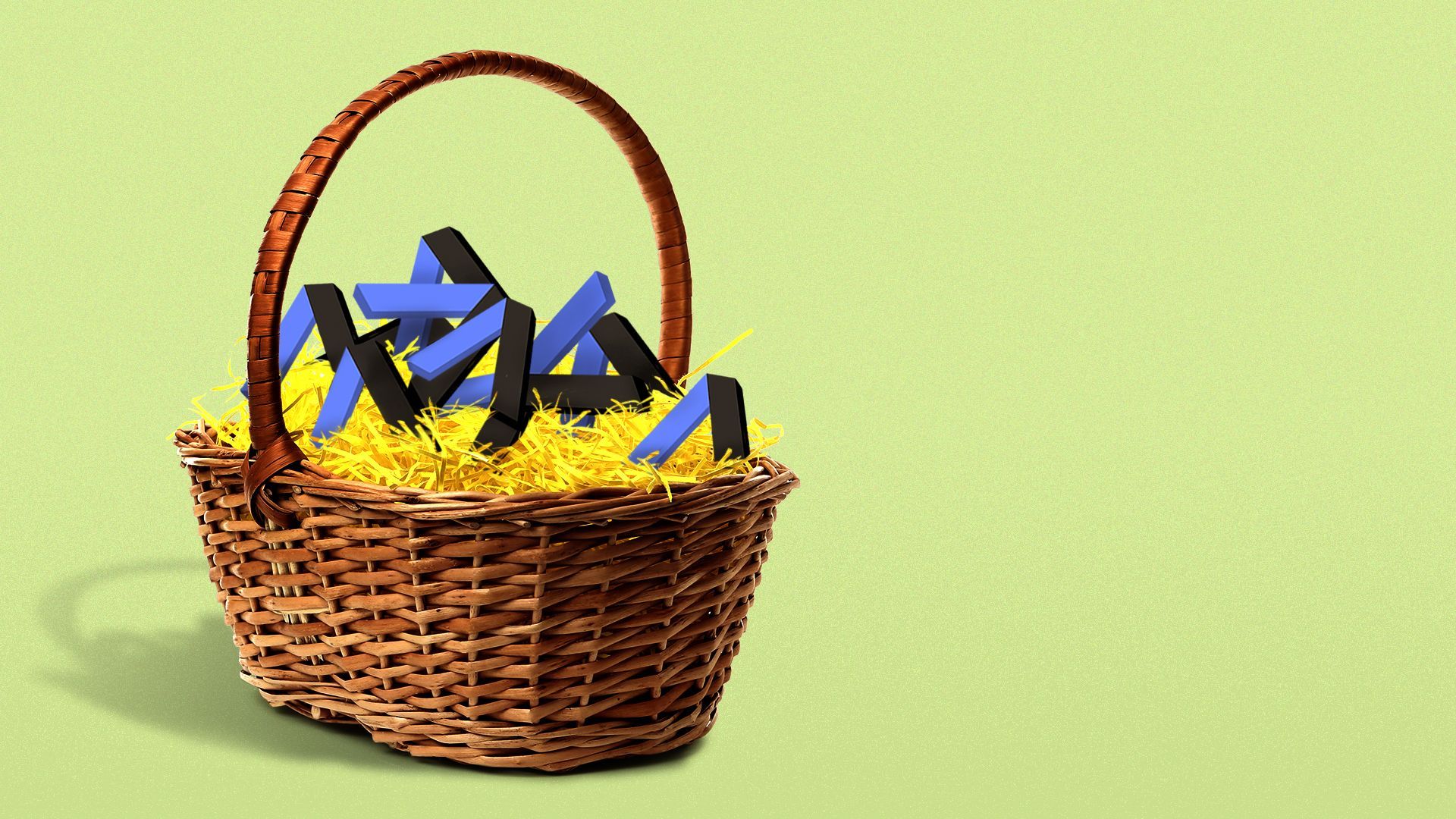 Illustration of an Easter basket with little Axios A's inside.