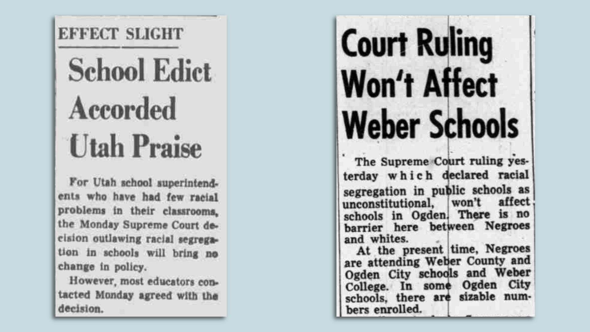 Two newspaper clippings from 1954.