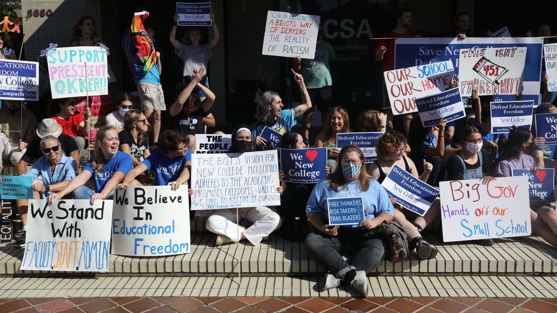 Students during a Defend New College protest in Sarasota, Florida, US, 