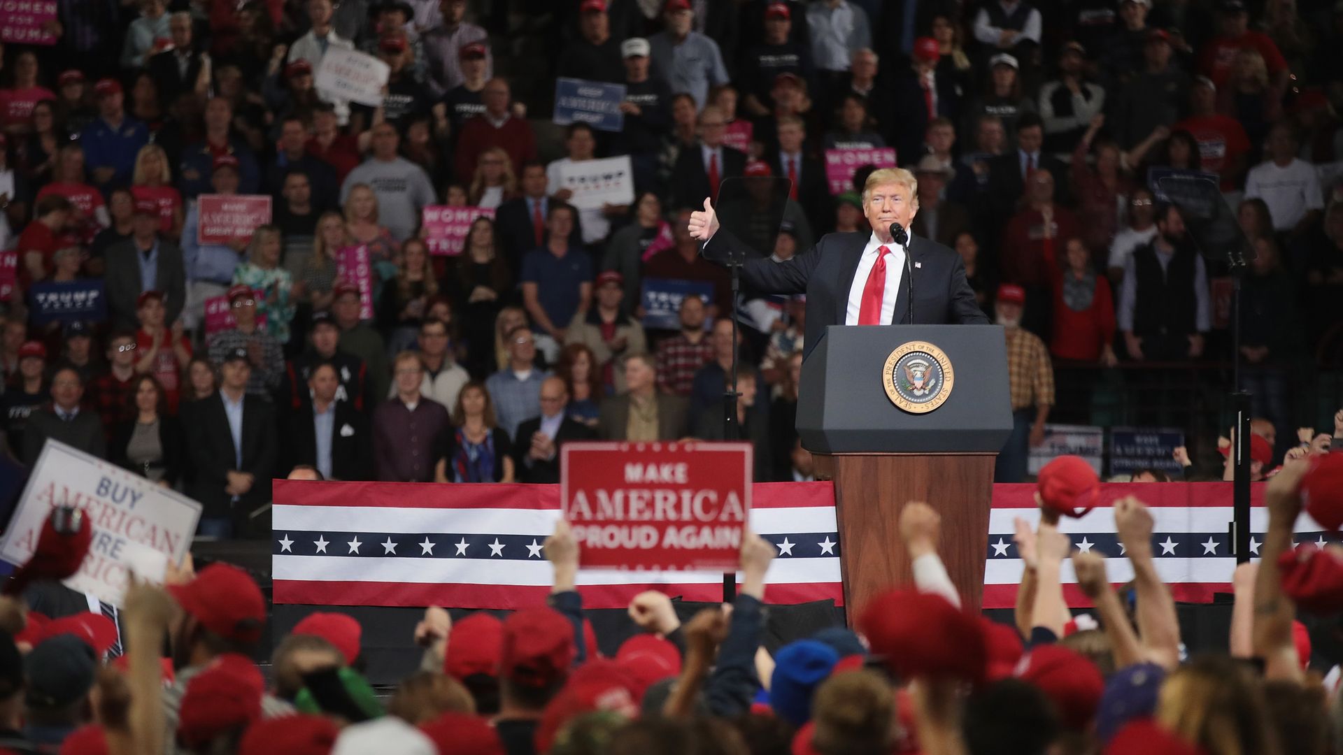 Trump speaking at a rally