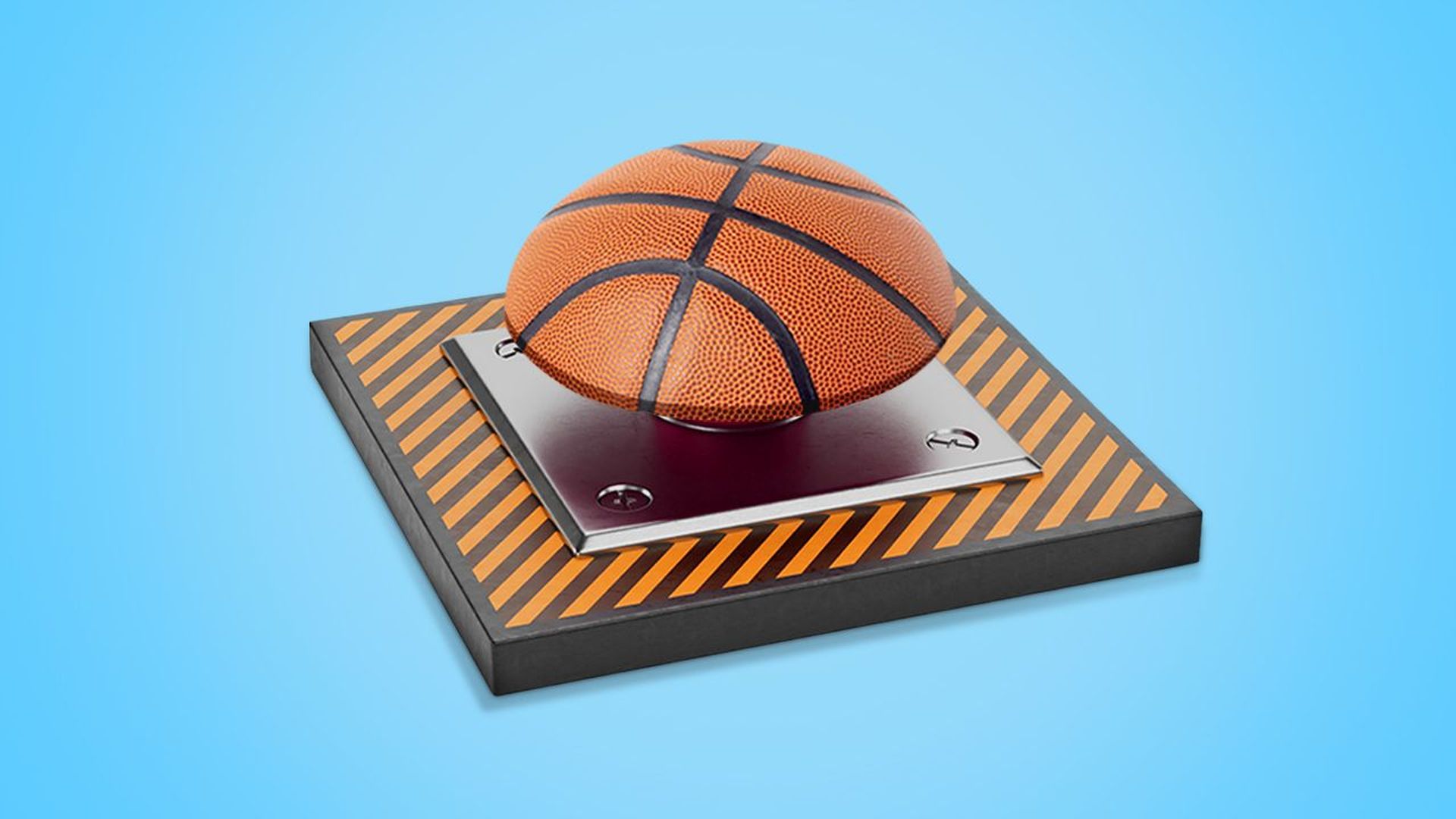 Illustration of a big button with a basketball texture