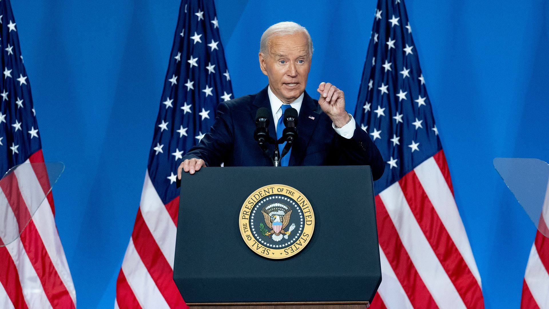 US President Joe Biden at a news conference during the NATO Summit in Washington, DC, US, on Thursday, July 11, 2024