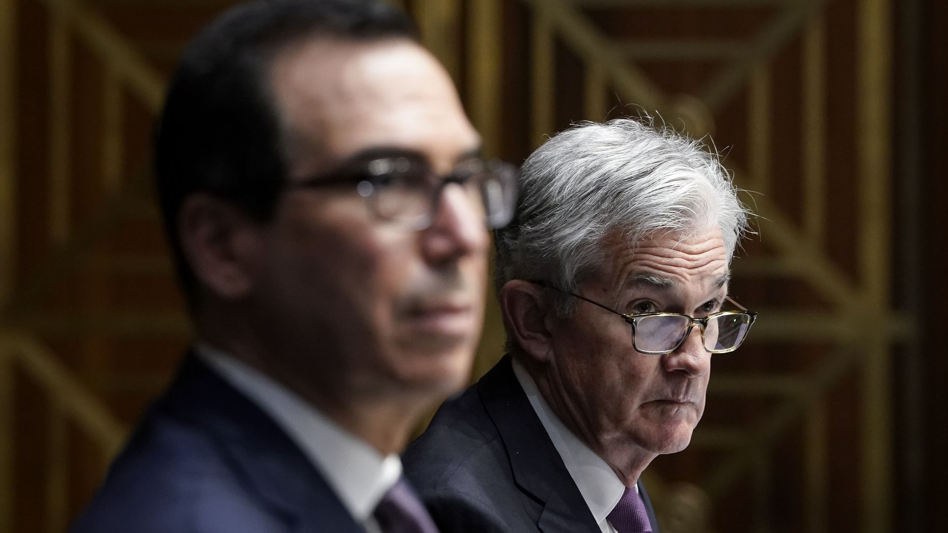 Powell and Mnuchin at a congressional hearing