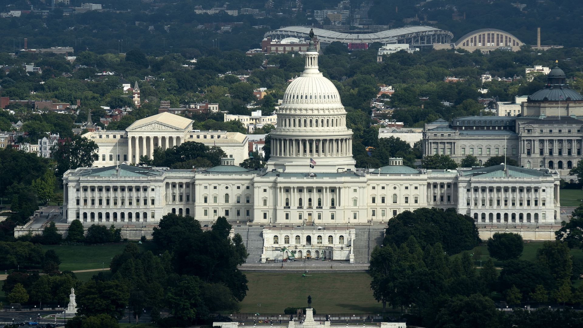 U.S. Supreme Court and U.S. Capitol in Washington, D.C., U.S., on Friday, Sept. 17, 2021. 