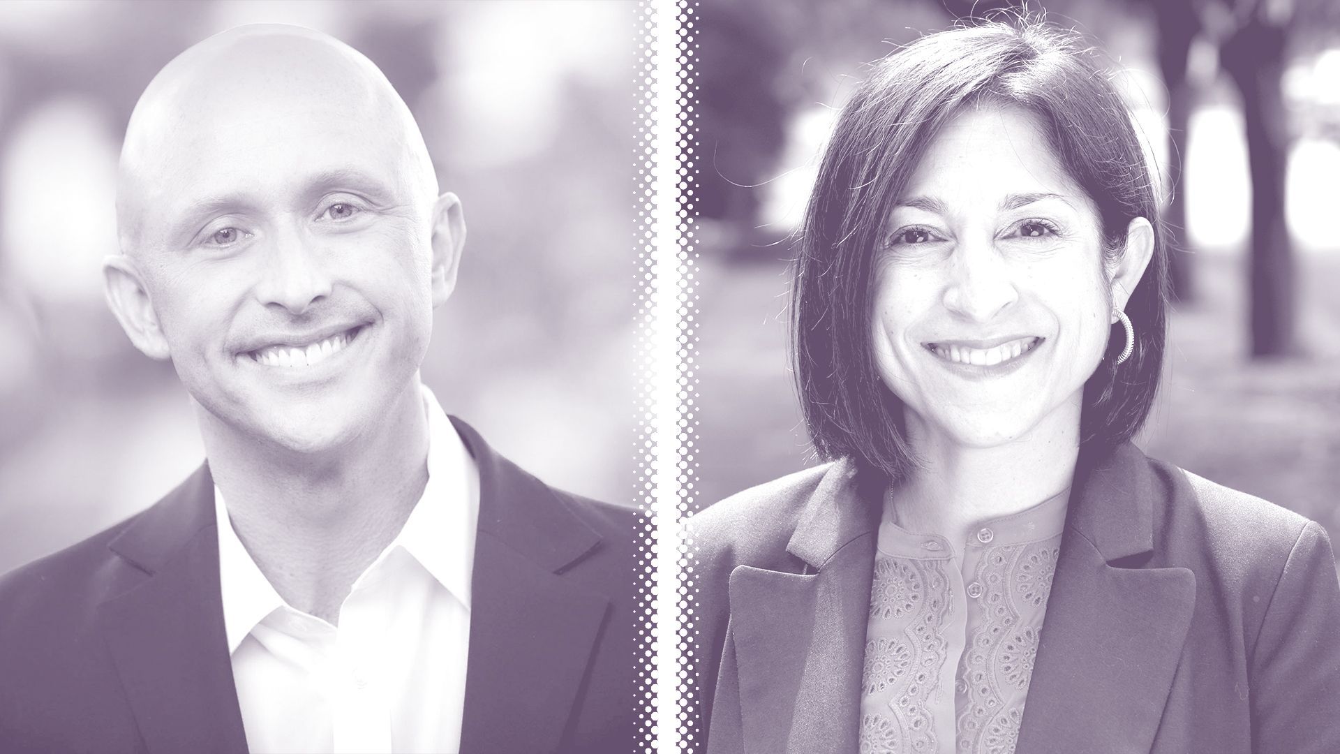 Photo illustration of Ron Davis and Maritza Rivera.