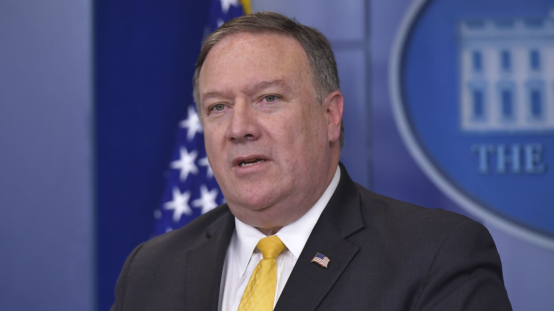 Pompeo speaks in the White House briefing room
