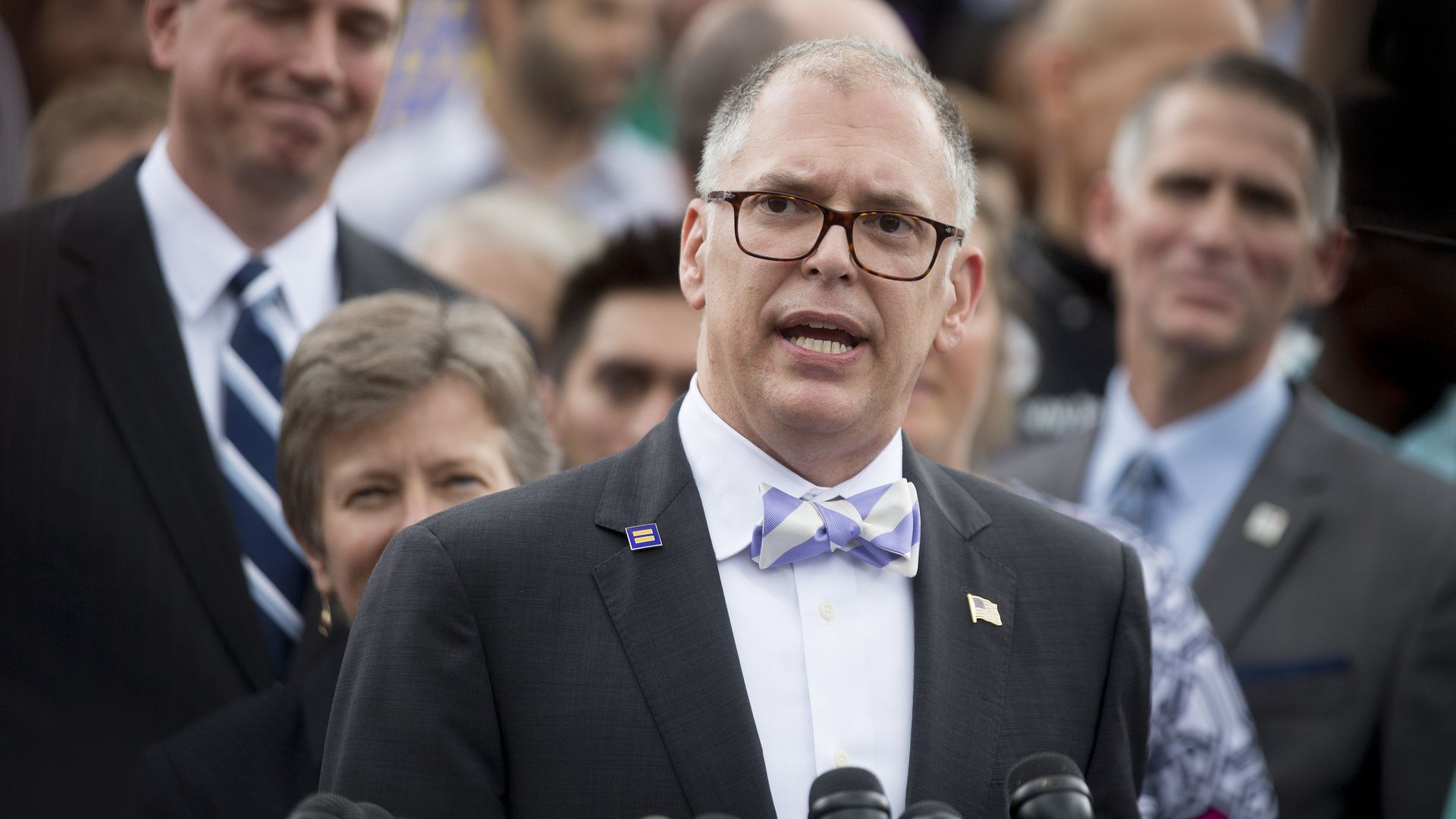 Jim Obergefell, the named plaintiff in the Obergefell v. Hodges case, speaking outside the Supreme Court in 2015.