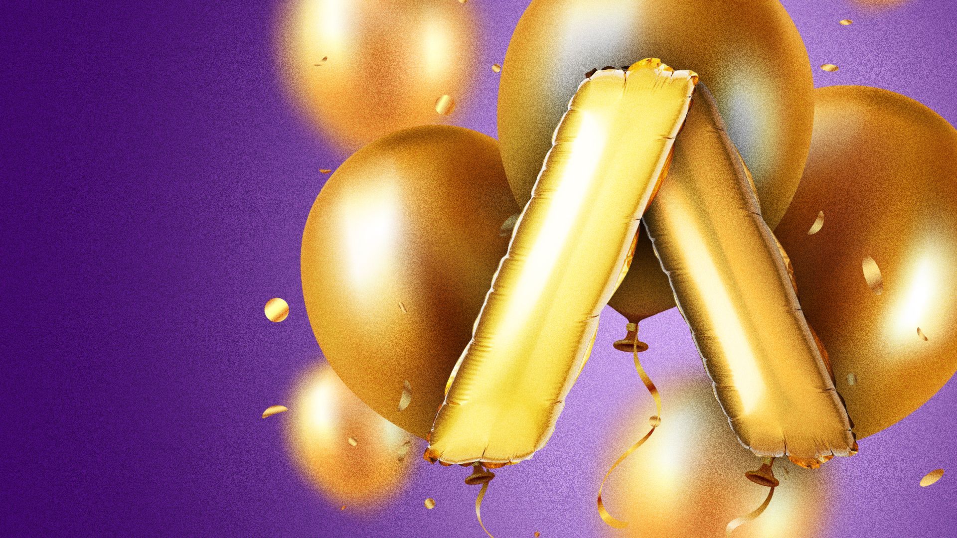 Illustration of the Axios logo as a gold balloon.