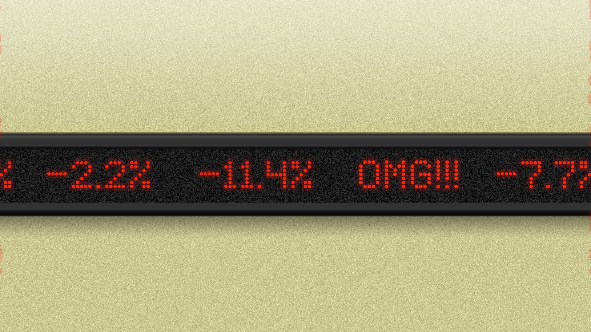 Illustration of stock market numbers overreacting