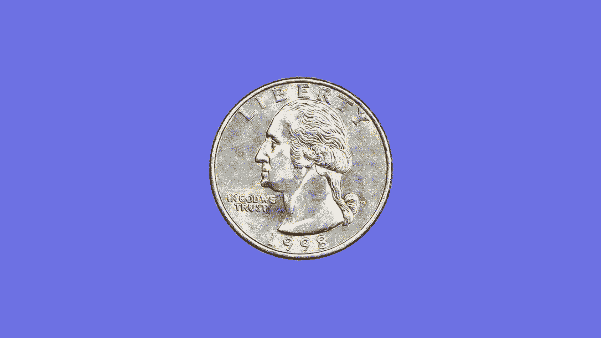 Illustration of a quarter turning into a gold coin.