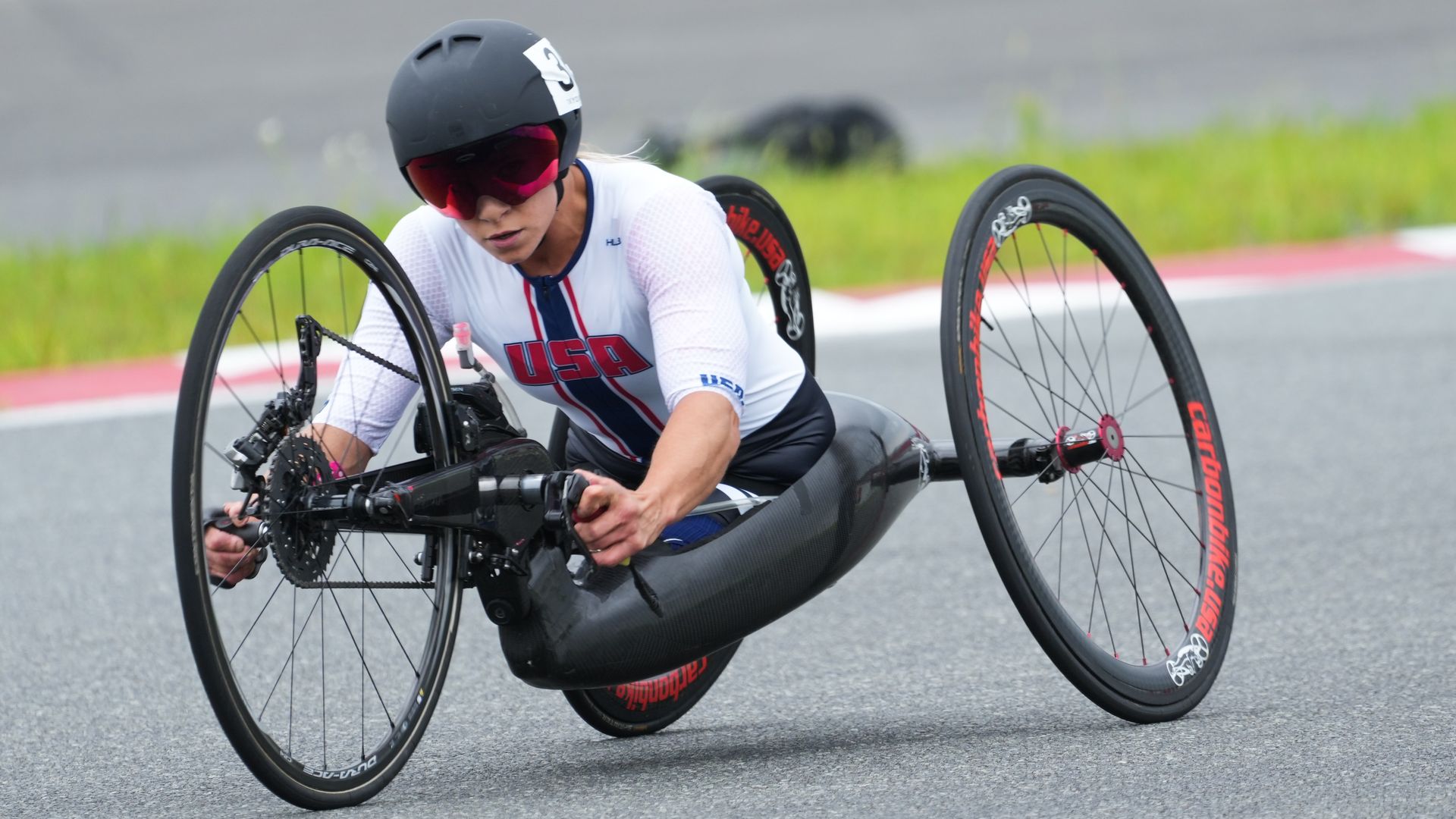 :Oksana Masters of Team United States competes during Cycling Road Women’s H4-5 Time Trial on day 7 of the Tokyo 2020 Paralympic Games at Fuji International Speedway on August 31, 2021 in Tokyo