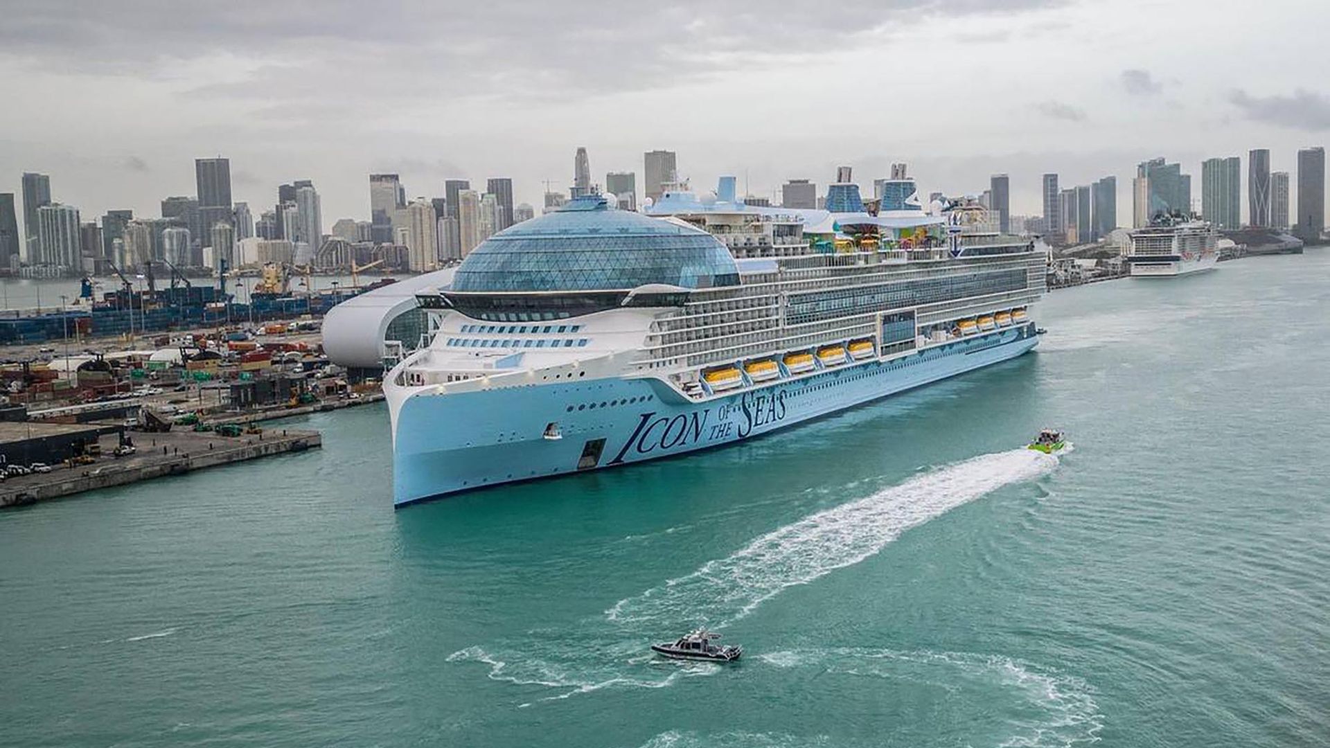 Royal Caribbean's Icon of the Seas, the world's largest cruise ship, heads to the dock during its first arrival into PortMiami on Jan. 10, 2024