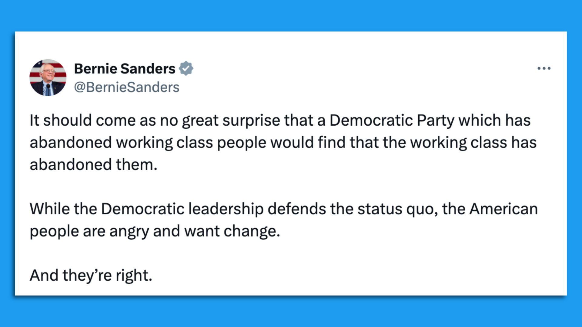 Image of Sanders tweet