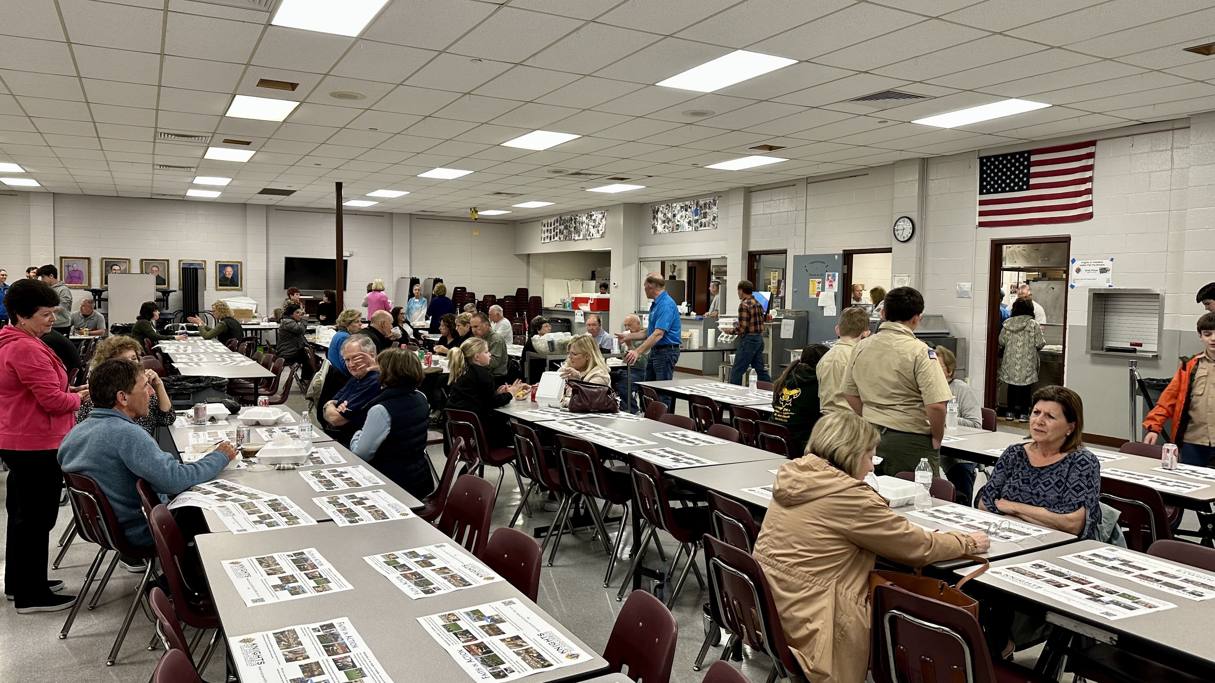 Photo shows the inside of the cafeteria at St. Ann in Metairie.