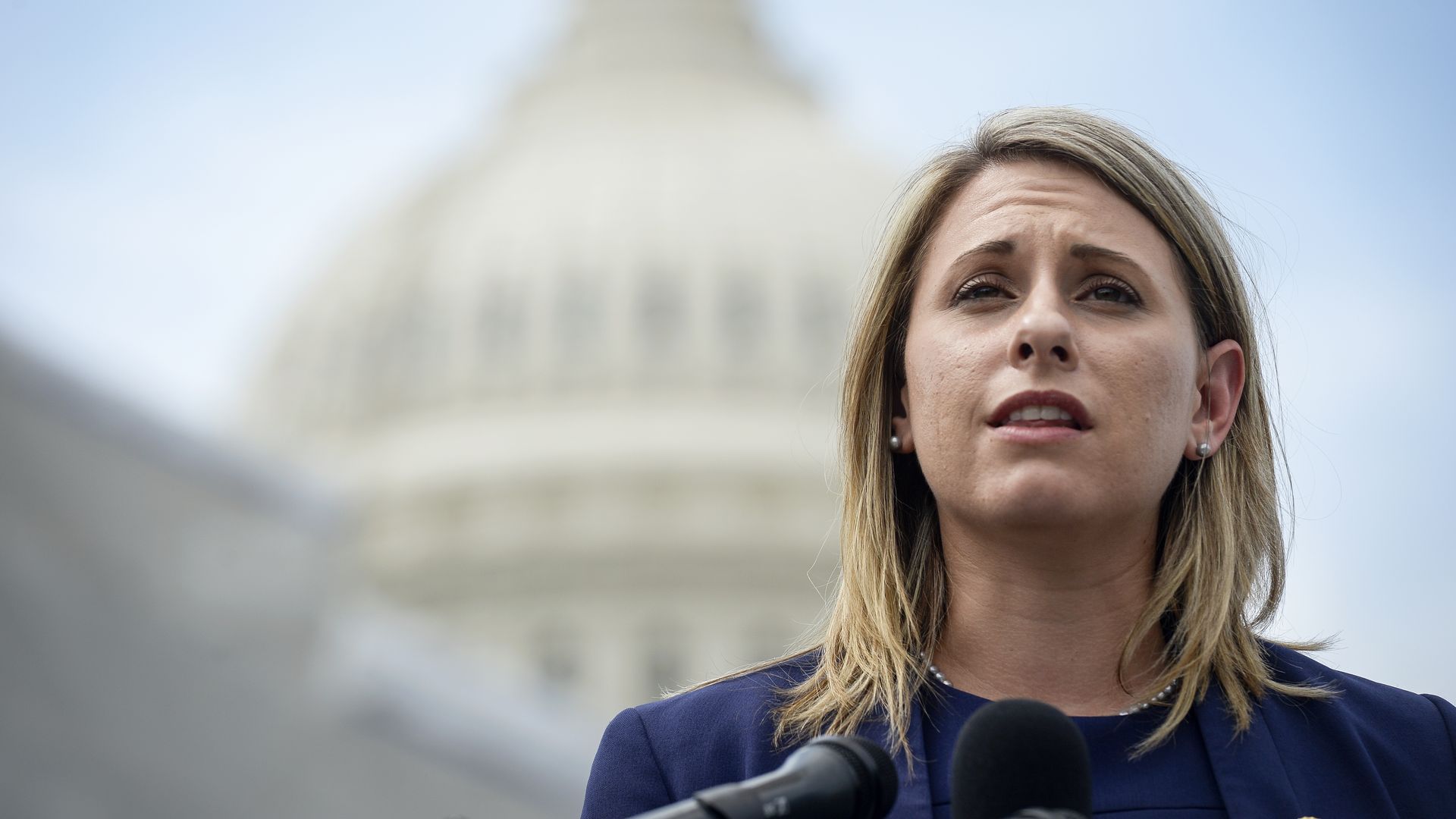 Rep. Katie Hill, D-Calif., speaks at a press conference to introduce ACTION for National Service outside of the Capitol on Tuesday June 25