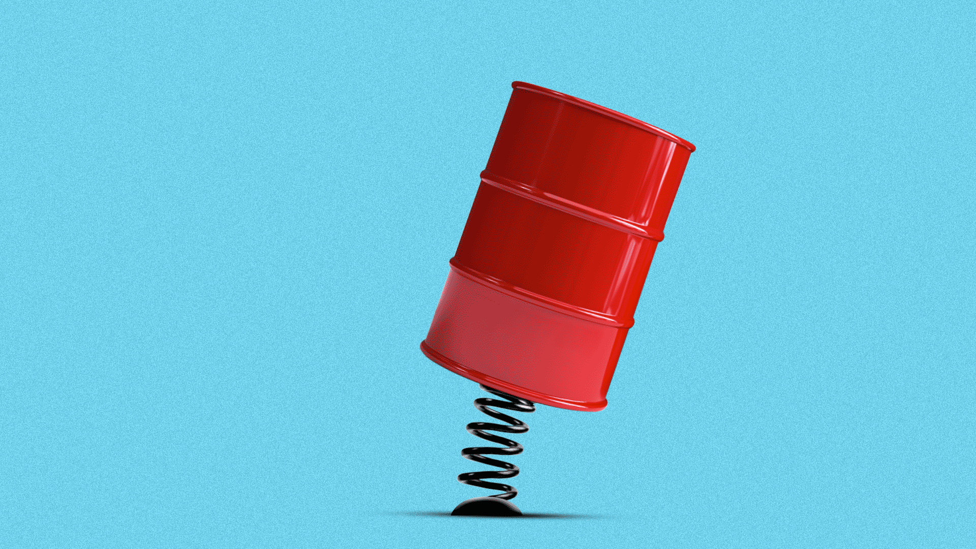 Illustration of an oil barrel on a spring bouncing back and forth.
