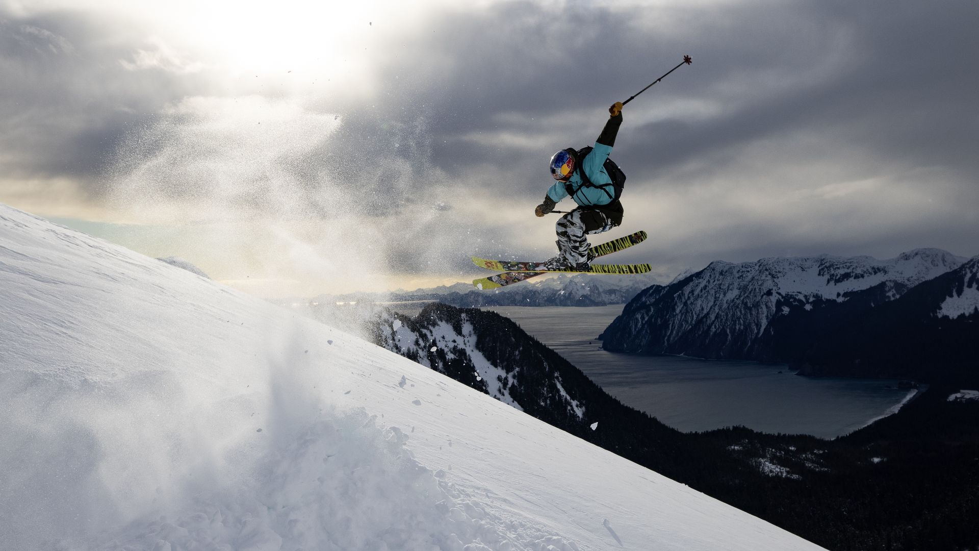 A skier launches off a jump in an image from TGR's latest ski movie.