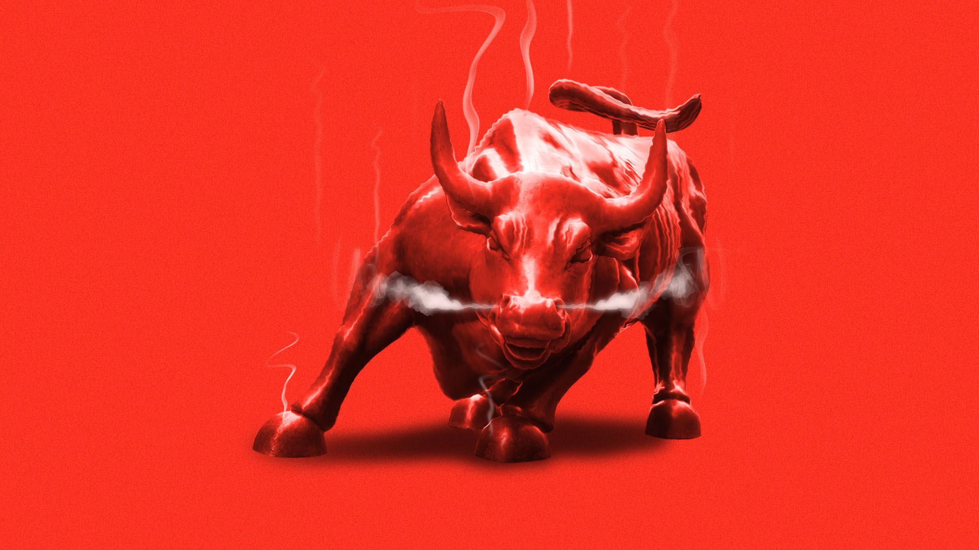 lllustration of the Wall Street bull with steam coming off of him