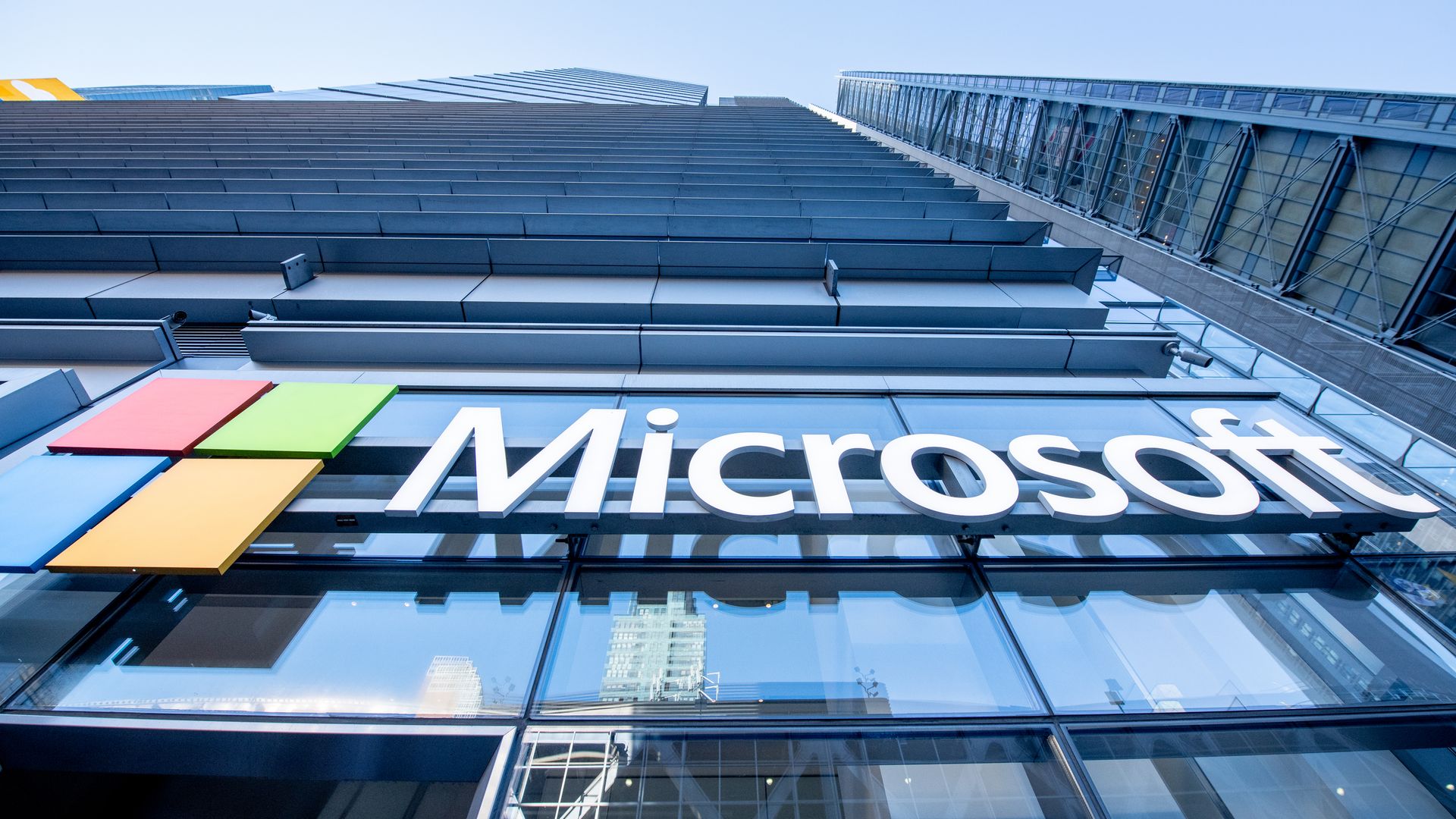 Microsoft logo on building