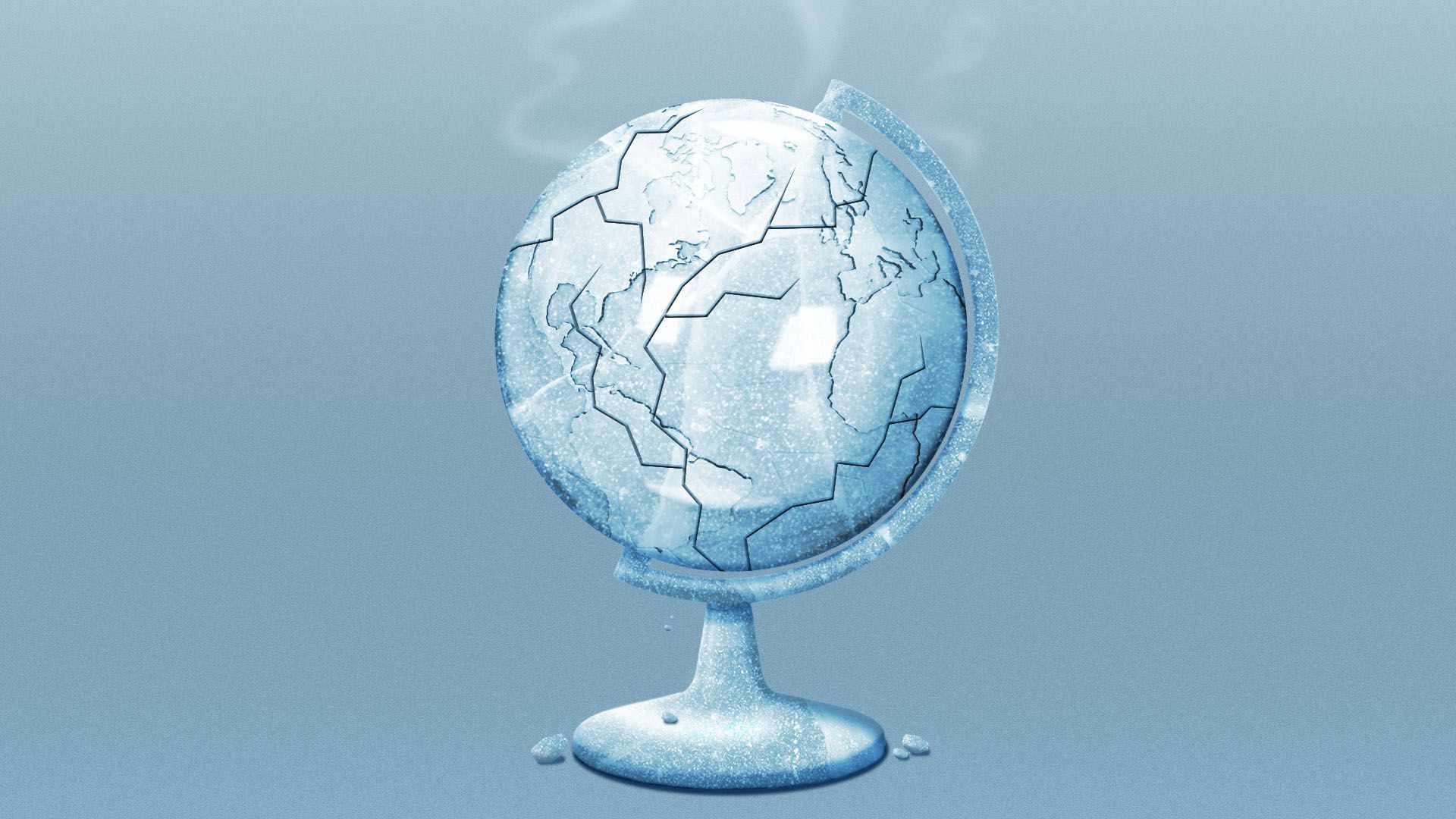Illustration of an globe made of ice with cracks in it