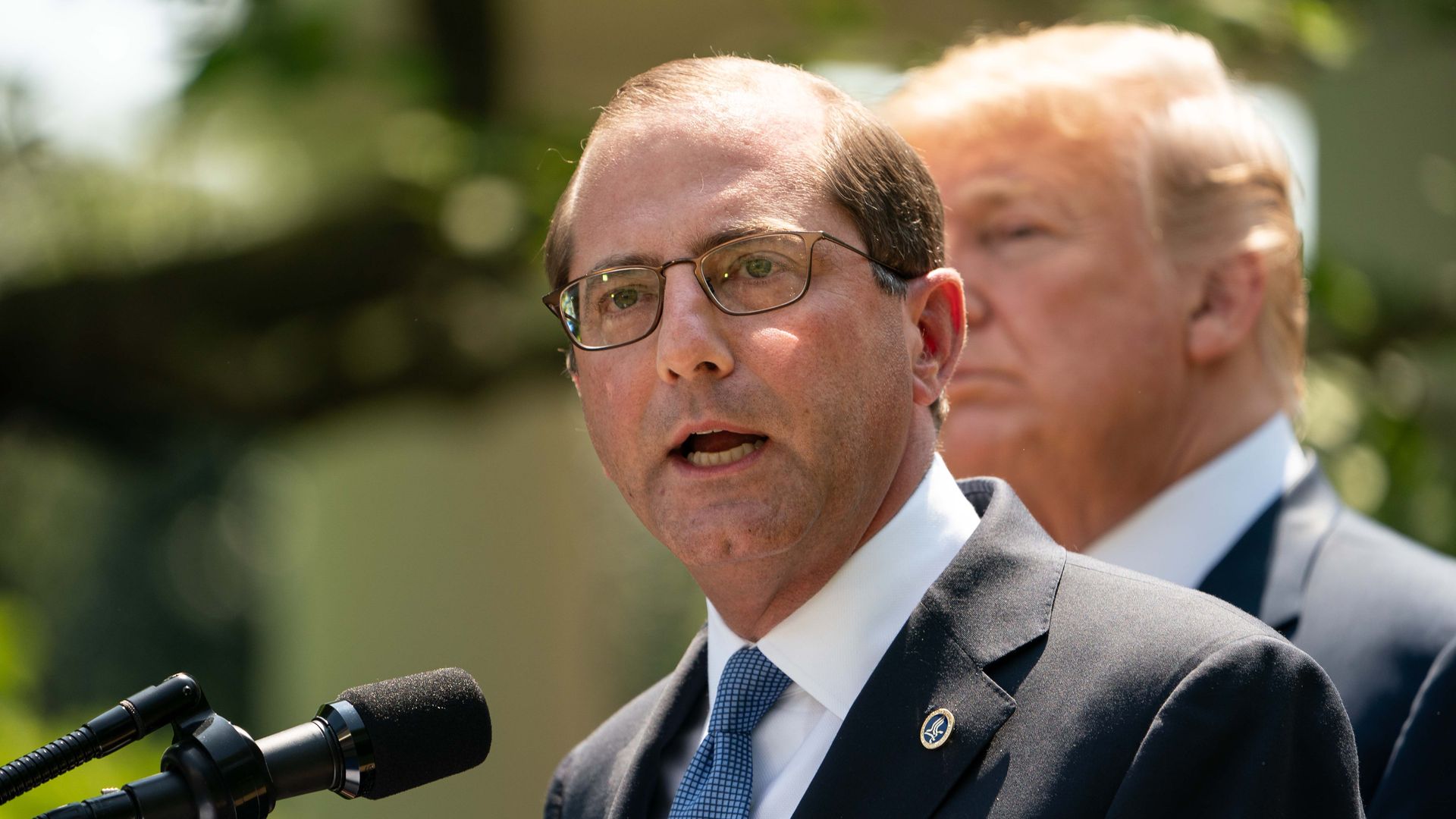 HHS Sec. Alex Azar and President Donald Trump