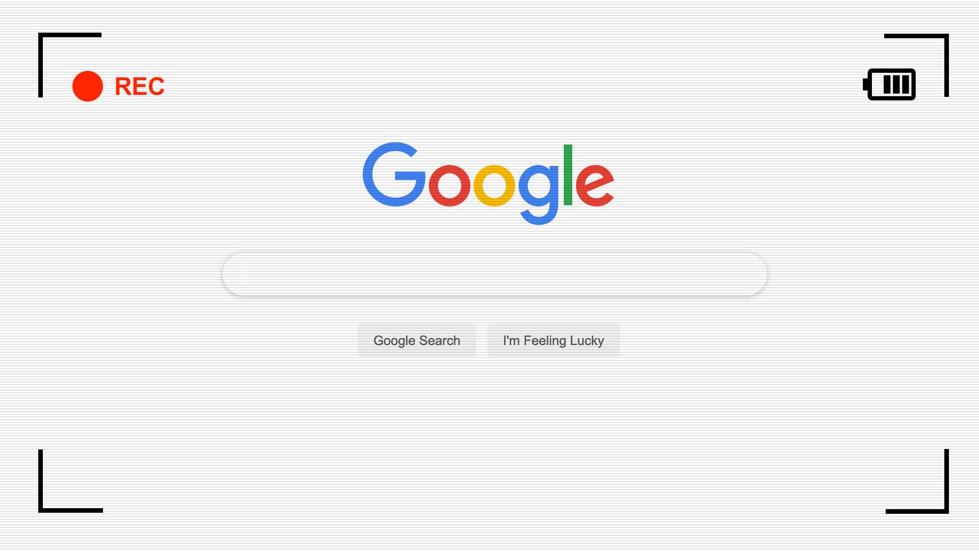 An animation of the Google home page as seen with a blinking record light