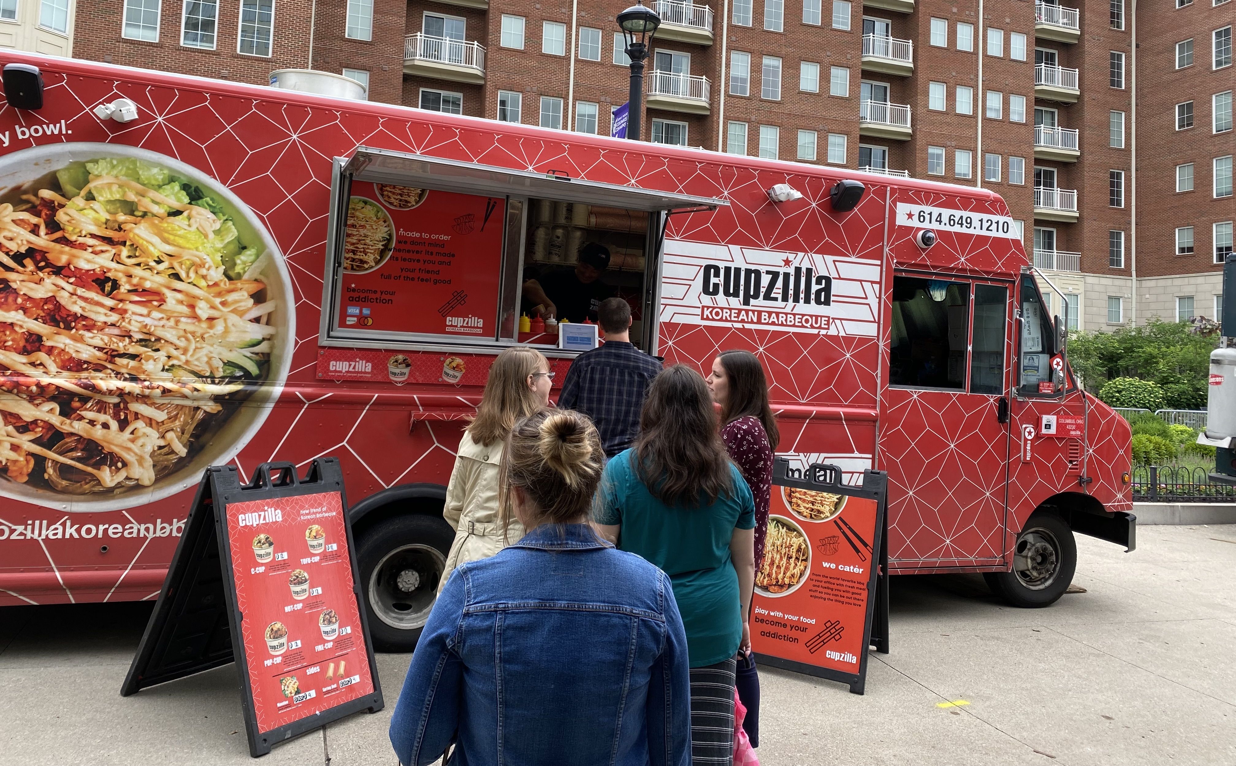 The view from a line outside the Cupzilla food truck