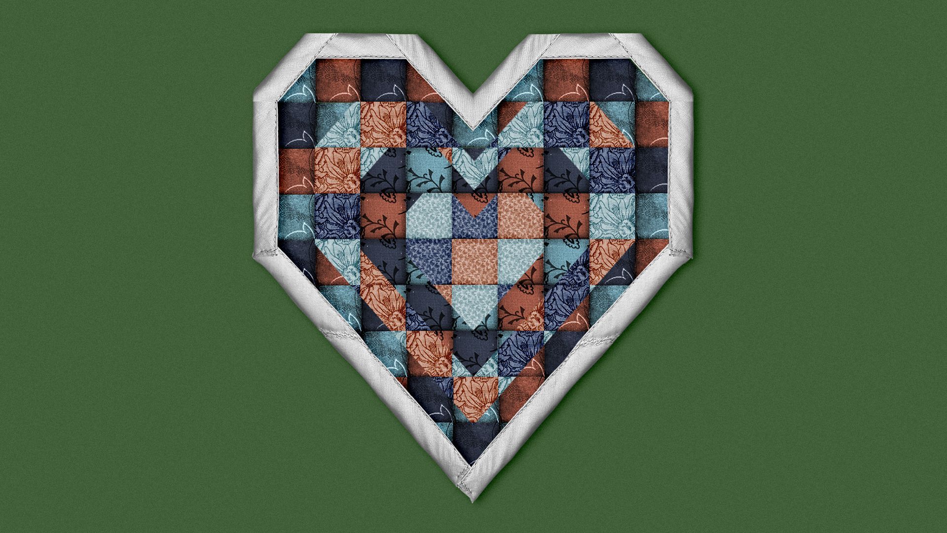 Illustration of a heart-shaped quilt.