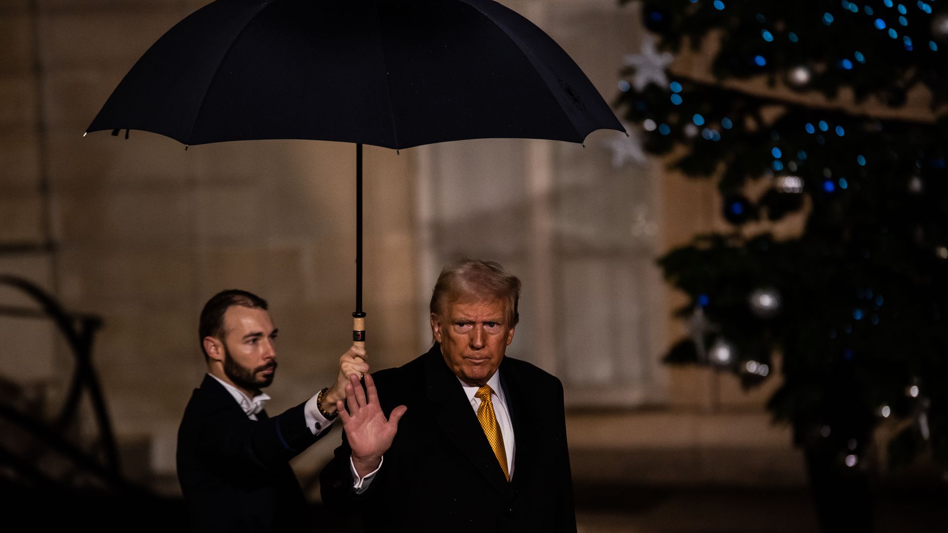 Trump on the sidelines of the grand reopening ceremony of the Notre Dame Cathedral in Paris, France