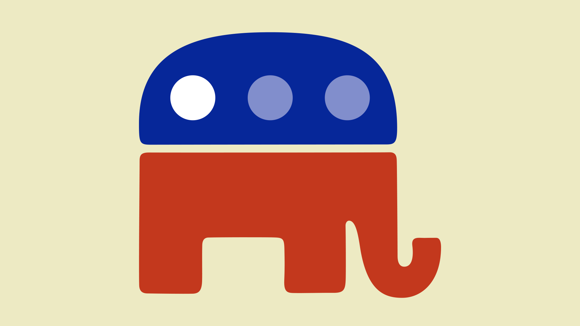Illustration of the GOP logo with animated typing ellipses, as if the elephant is thinking.